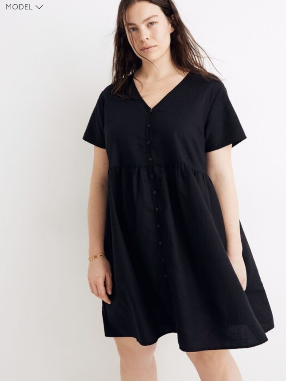 Linen-Blend Alexandra Button-Front Mini Dress
